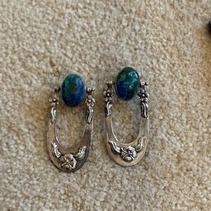 Vintage Sterling Silver and Blue Stone Earrings